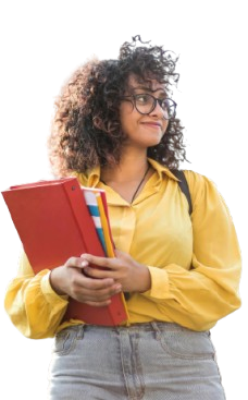 Student holding books